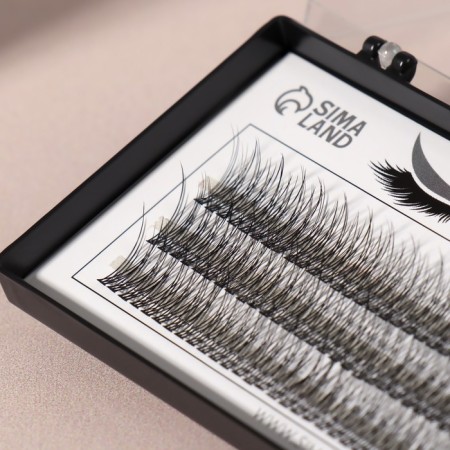 A set of overhead eyelashes "Lastochkin tail", bundles, 14 mm, thickness 0.07 mm, bend C, 12 D-3