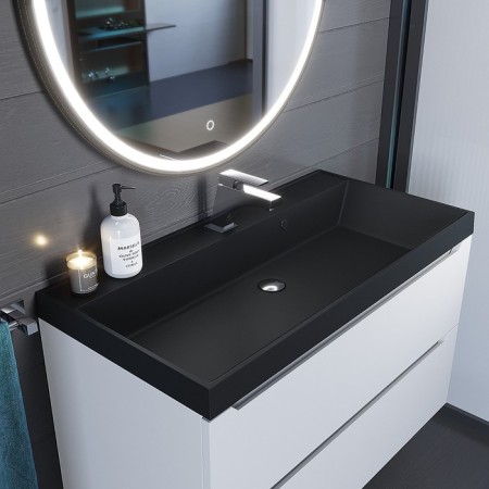 Sink uperwood Classic Quartz 100 cm, quartz, black matte, coal