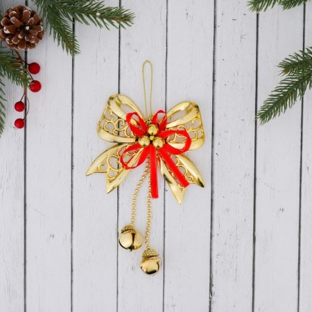 Jewelry decoration "Bolt with bells" 11.5x10 cm, golden red