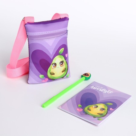 Gift set for the girl "Avocadik", bag, pen, notebook-1
