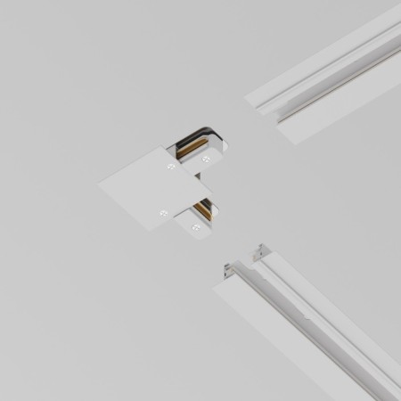 Connector L-shaped for the built-in track system Technical tra002CL-11W, 9.5x9.5x2 cm, white color-5
