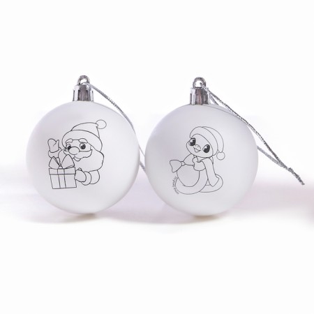 Christmas balls for coloring for the New Year “Snake with a gift”, D = 5.5 cm, New Year's set for creativity-2