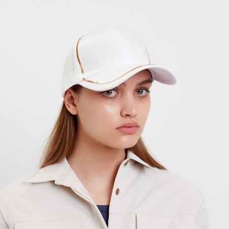 Women's cap Minaku with a gold contour white color, rr 56-58-1