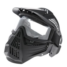 Glasses-mask for motorcycle driving, collapsible, transparent visor, visor, black color