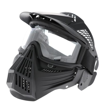 Glasses-mask for motorcycle driving, collapsible, transparent visor, visor, black color