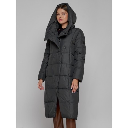 Coat insulated winter female, size 42, dark gray color-1