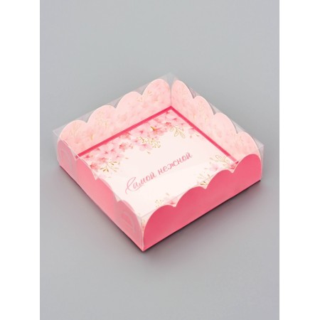 Cookie box, confectionery packaging, "tender", 9 x 9 x 3 cm