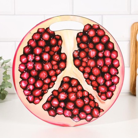 Board cutting round kitchen "Pomegranate in the section", 25.5 cm