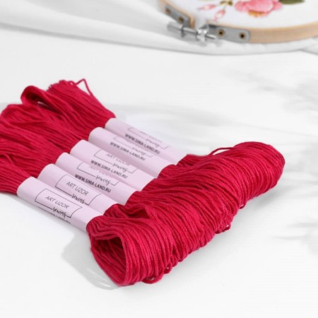 Muline threads, 8 ± 1 m, raspberry color No. 600-1