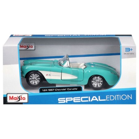 MASTO DIE-CAST 1957 Chevrolet Corvette machine, opening doors, 1:24, turquoise color-10