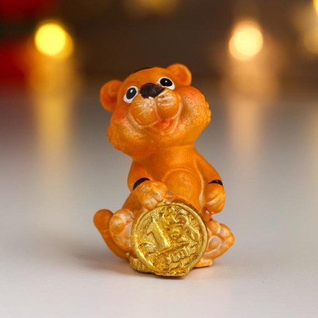 Souvenir Polystone "Tigrush with gold coins" MIX 4x2.5x3 cm-2