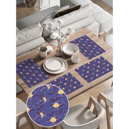 A set of napkins for setting the table "Cunning Moon and Month", rectangular, rounded edges, size 30x46 cm, 4 pcs-1