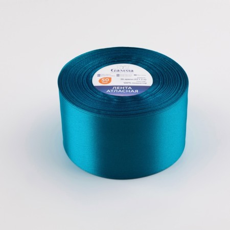 Satin tape, 50 mm × 33 ± 2 m, color bright blue No. 074-1