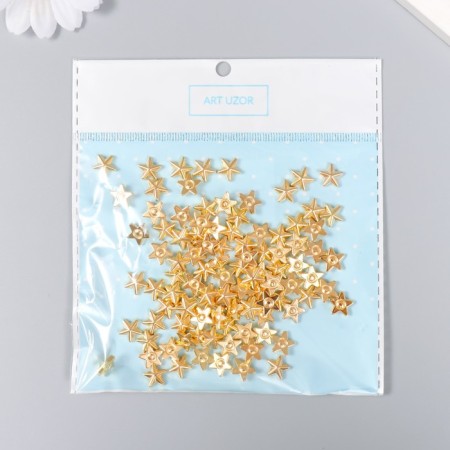 Decor for creativity plastic "Stars" gold set of 100 pcs 1x1 cm-3