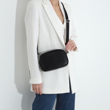 Cross-Bodi bag on zippers, external pocket, black color-6