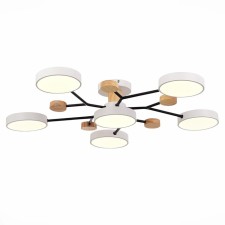 Ceiling EVOLUCE lamp. Sle6006-502-06. Faema. 6x12 W, LED, 3000K/4500K/6000K, 7200 LM, 81x81x14 cm, white color