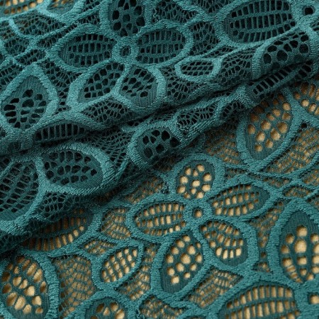 Lace elastic fabric, 180 mm × 2.7 ± 0.5 m, emerald color-1