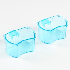 A bowl for birds with a mount to the rods 5x3.5 cm, blue