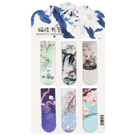 A set of magnetic bookmark for books Calligrata 6 pieces, "Flowers", mix-1