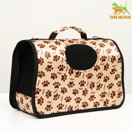 Bag - Animal Carriage "Happy" paws, beige, size m, 40 x 21 x 27 cm