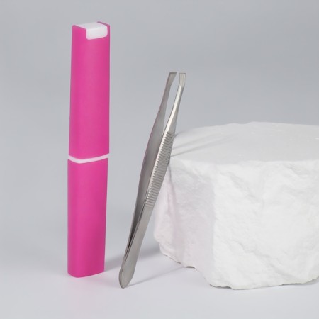 Pinzet begged, narrow, 9 cm, in case, color mix