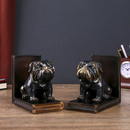 Black bulldogs books with gold set 2 pieces 14x15.5x9 cm-3
