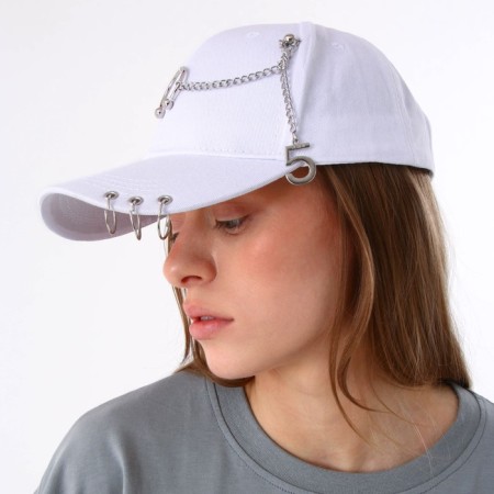 Women's cap with rings, white color, rr 56-12
