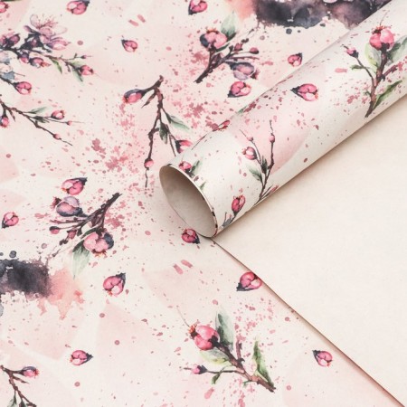 Package paper, white craft "Sakura", 70x100 cm