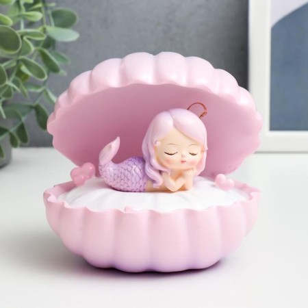 Souvenir Polystone Light "Sleeping Mermaid in a shell" Lilac-pink 13x12x10 cm