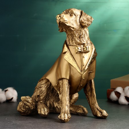 Figure "Dog in a jacket with a butterfly" 28cm, bronze
