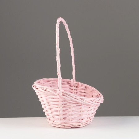 Wicker basket, 26x21x8x13x32 cm, pink, willow-1