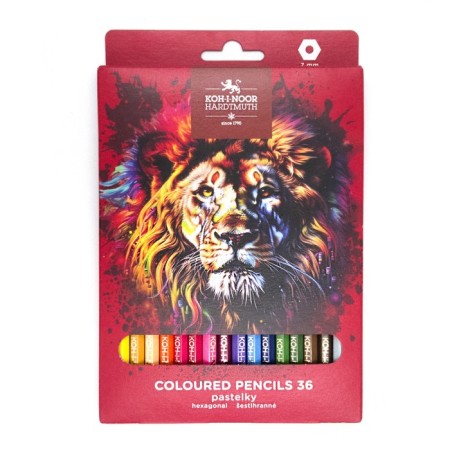 Color Pencils Red Lion 3555 36 CV, tree, hexagon, cardboard. UPAK, euro -ores
