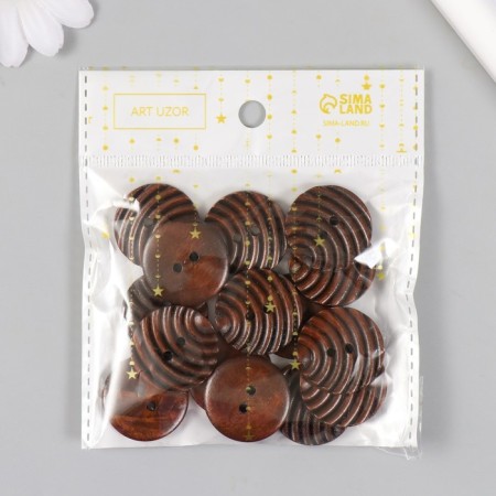 Buttons wood for creativity 2 punctures "march" set 15 pcs 2.5x2.5x0.4 cm-3