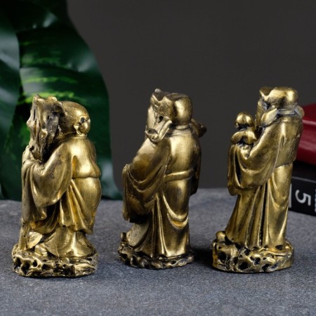 Set of figures "Three Eastern Easters" aged gold, height 11cm-2