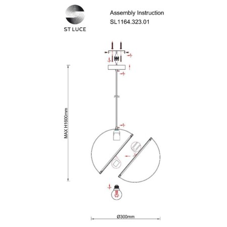 Suspension lamp ST LUCE. SL1164.323.01. Laico. 1x60 watts, E27, 30x30x35 cm, brass color-9