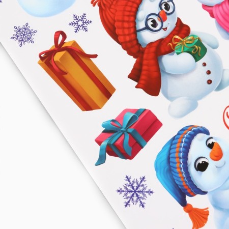 Interior sticker "Snowmen", 29.7 x 42 cm, New Year-2