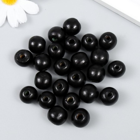 Set of wooden beads "Astra" round, 16 mm, 50 g, black