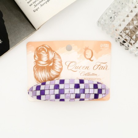 Halfish hair clip "Chess" 9 cm, mix-3