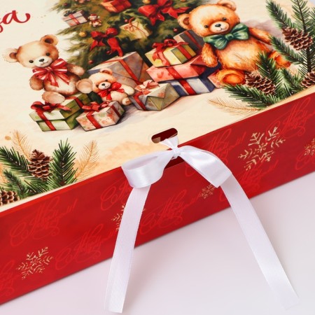 New Year. New Year's Folding Gift, packaging, "Christmas tree and bear", 31 × 24.5 × 8 cm.-1