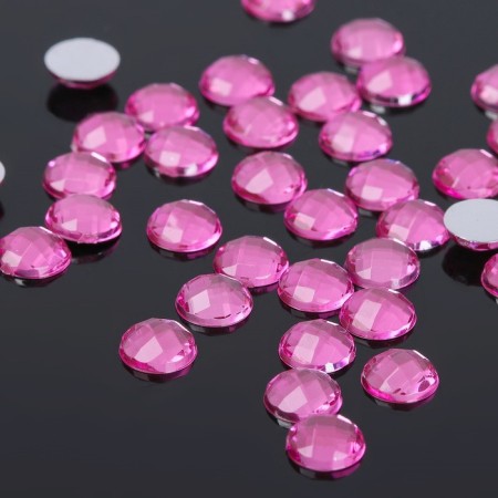 Rhinestones flat circle, 6 mm, (set 40 pcs.), Dark pink color