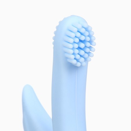 Silicone teething for teeth "Swan", brush, on suction cup, blue color, crumb I-5
