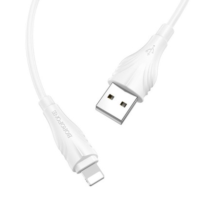 Cable Borofone BX18, Lightning - USB, 2 A, 2 m, PVC braid, white-1