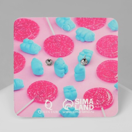 Earrings plastic "Mishutka", colored in silver-3