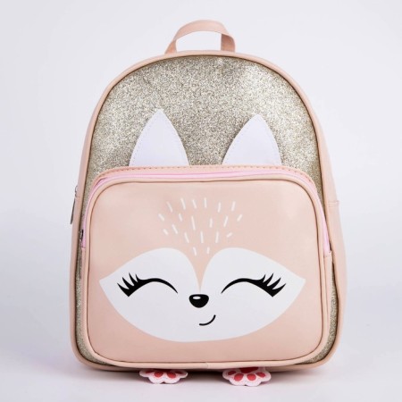Baby backpack for a girl with a fox pocket, artificial leather, 27x23 x 10 cm-1