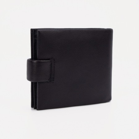 Male purse on a button, for bills, for cards, for coins, black color-1