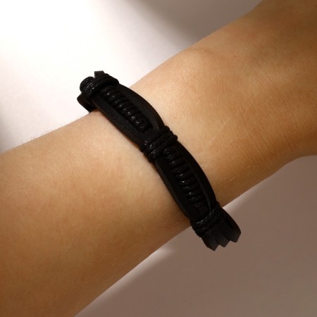 Unisex Bracelet "Weave", black color, d = 7 cm-3