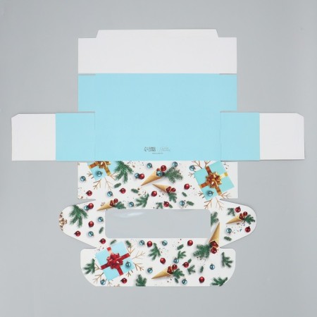 Box for confectionery products with the Window "New Year", 26 x 10 x 8 cm, New Year-5