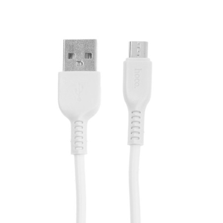 Hoco X13, microUSB cable - USB, 2.4 A, 1 m, PVC braid, white-1
