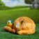 Garden figure "Sleeping cat with a bird" 13x29cm