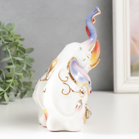 Souvenir Ceramics "Two Elephants with Heart" Rhges mix 16x13x7 cm-2